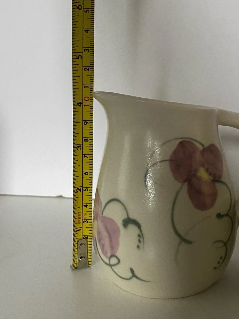 Creamer and Sugar Bowl Vintage Hand Thrown Pottery Hand Painted Signed floral